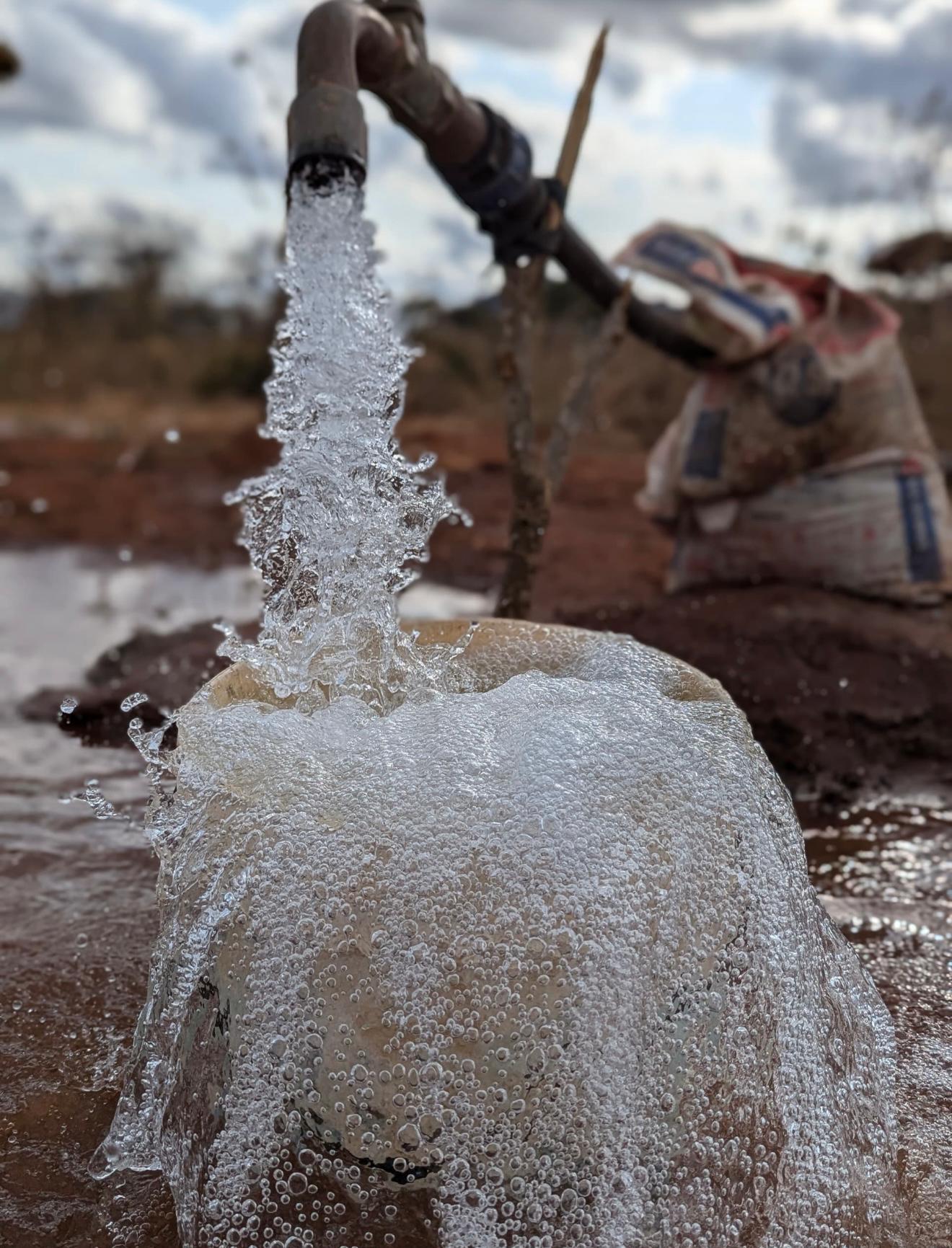 Water well drilling team in Tanzania